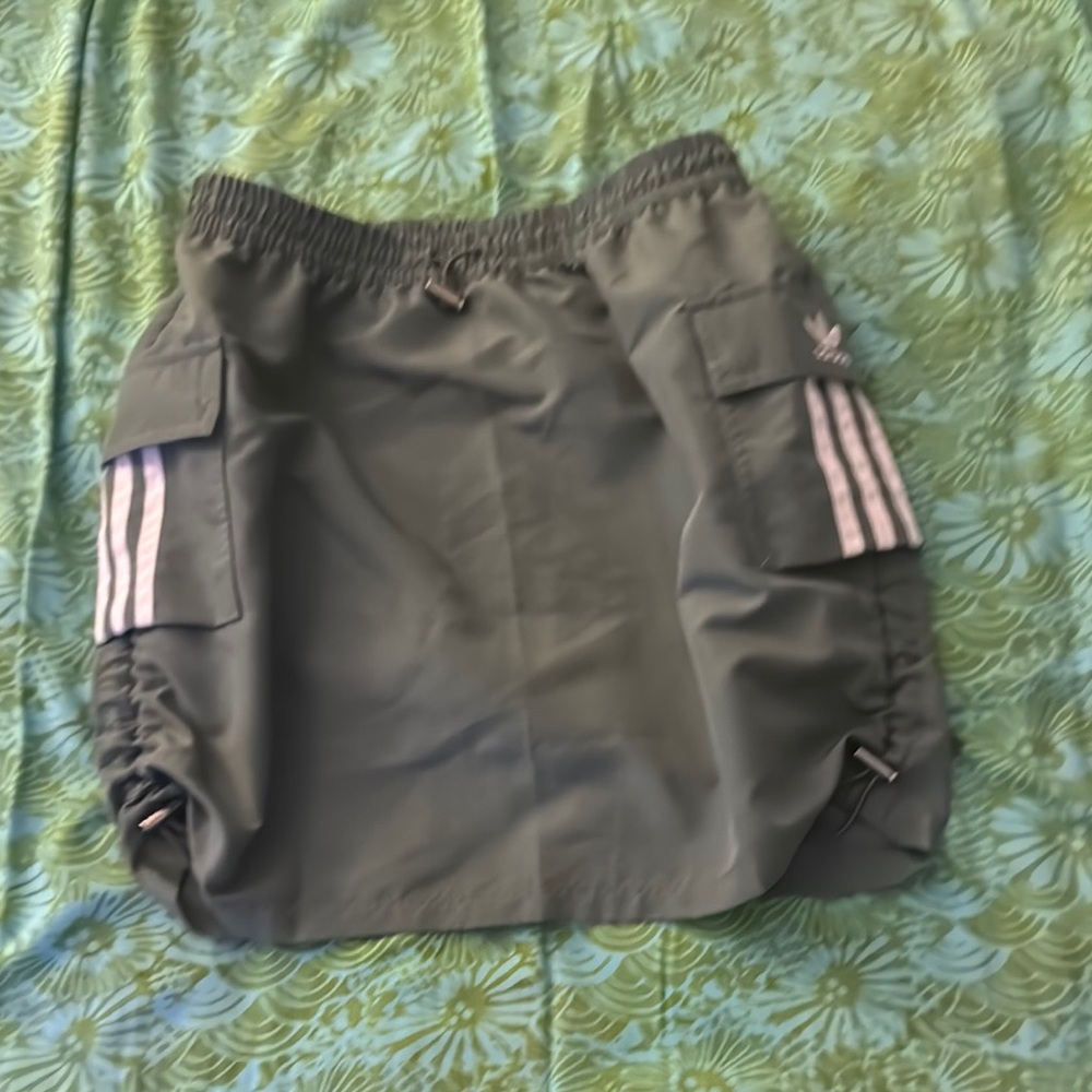 Adidas Green Cargo Skirt with Pink Stripes